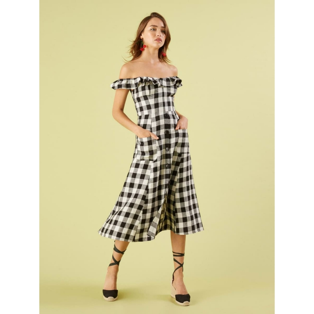 REFORMATION Off-shoulder Midi Length Dress